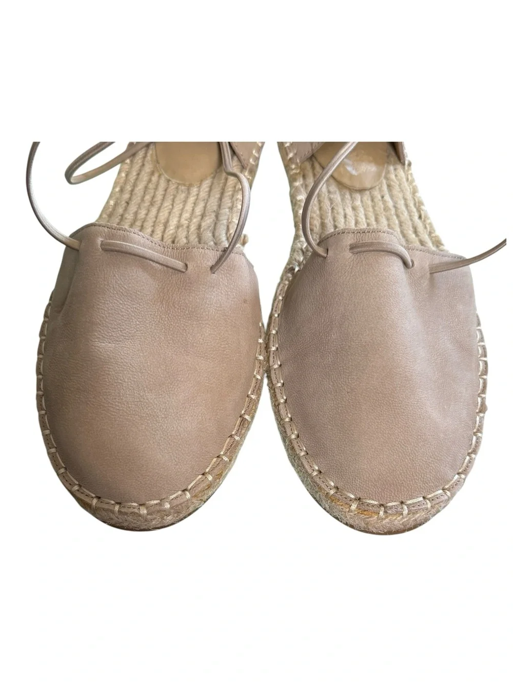 Eileen Fisher Lace-Up Espadrille Flats Taupe Leather 8.5
